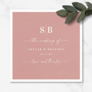 Guardanapo De Papel Casamento com Monogramas, cor sólida, Rosa cor-de-