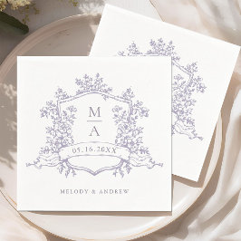 Guardanapo De Papel Casamento com Monogramas Florais de Lavanda Elegan