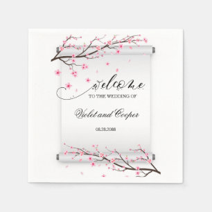 Guardanapo De Papel Casamento com o Blossom de Cereja de Rolamento Jap