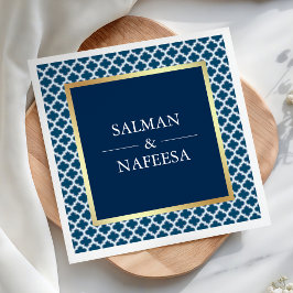 Guardanapo De Papel Casamento com padrão de quatro folhas marroquino a