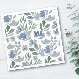 Guardanapo De Papel Casamento com padrão floral azul empoeirado Boho