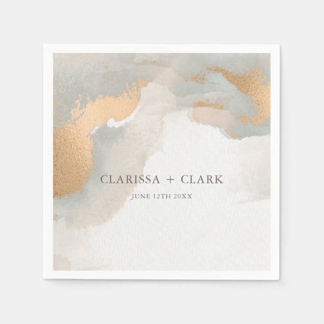 Guardanapo De Papel Casamento com Pintura aquarela dourada elegante ab (Frente)