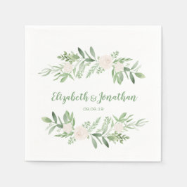 Guardanapo De Papel Casamento com Rosa de Ivory de Watercolor Elegante