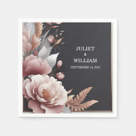 Guardanapo De Papel Casamento com Rosa de Seda Pink Boho Peony Garden 