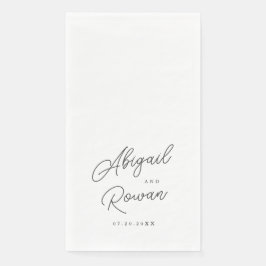 Guardanapo De Papel Casamento com Roteiro Preto Branco Minimalista