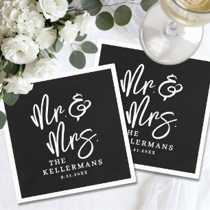 Guardanapo De Papel Casamento com Roteiro Preto Simples