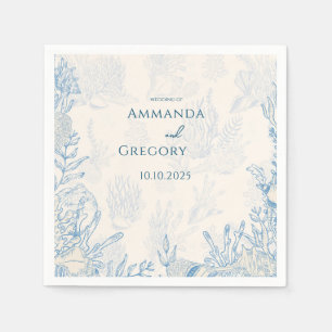 Guardanapo De Papel Casamento com temática no Oceano Toile Azul
