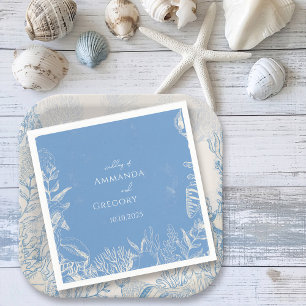 Guardanapo De Papel Casamento com temática no Oceano Toile Azul