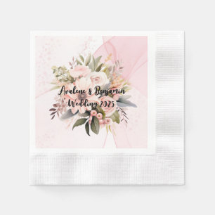 Guardanapo De Papel Casamento com Tinta Floral Clássica Rosa