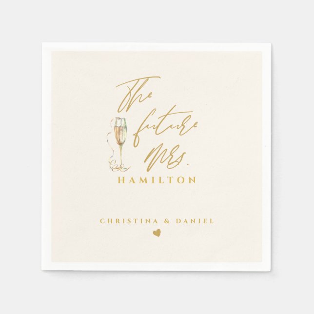 Guardanapo De Papel Casamento com Tipografia de Script Dourado Moderno (Frente)