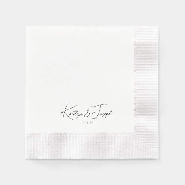 Guardanapo De Papel Casamento com Tipografia Moderna e Monograma Elega (Frente)