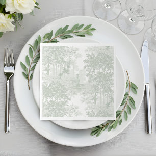 Guardanapo De Papel Casamento com Toile de Paisagem Verde Sálvia Cláss