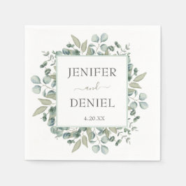 Guardanapo De Papel Casamento com Verde de Eucalipto