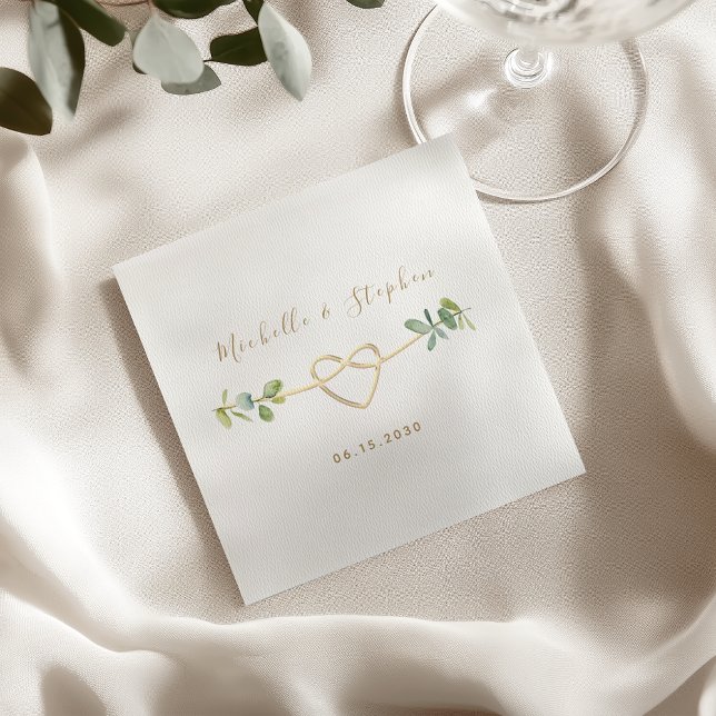 Guardanapo De Papel Casamento com Verde de Eucalipto Elegante (Criador carregado)