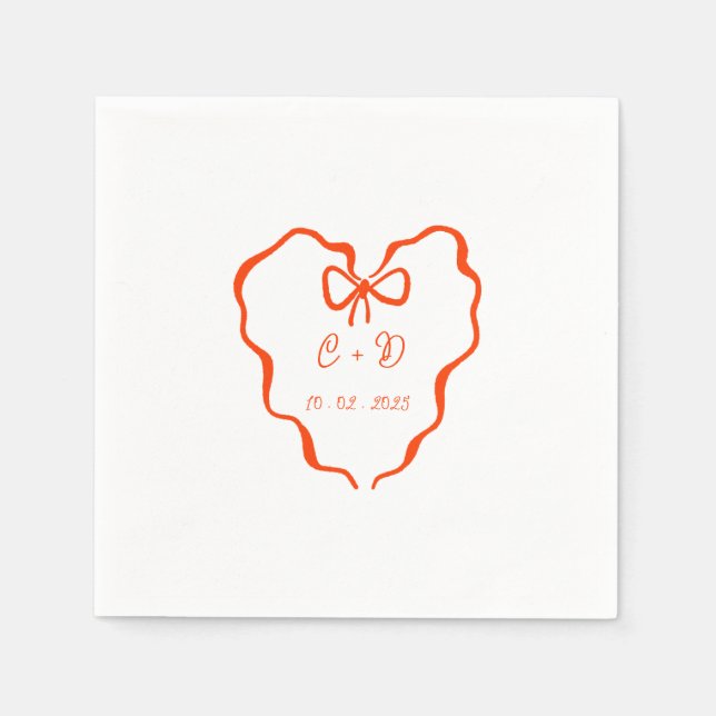 Guardanapo De Papel Casamento coquette coração (Frente)