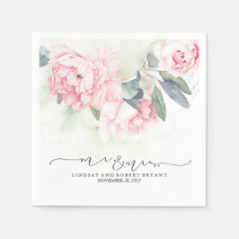 Guardanapo De Papel Casamento Cor de Água Vintage Floral Rosa