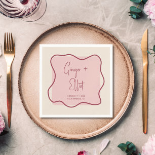 Guardanapo De Papel Casamento Cor-de-Rosa Magenta com Mola Moderna