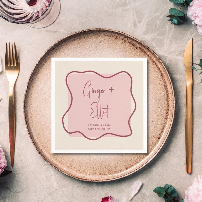 Guardanapo De Papel Casamento Cor-de-Rosa Magenta com Mola Moderna (Criador carregado)