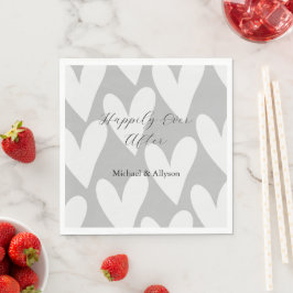 Guardanapo De Papel Casamento Corações Brancos Cinza