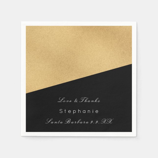 Guardanapo De Papel Casamento corporativo de metal negro Dourado mínim (Frente)