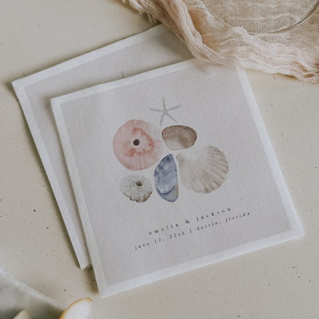 Guardanapo De Papel Casamento Costeiro Elegante de Praia Cocktail Napk (Criador carregado)