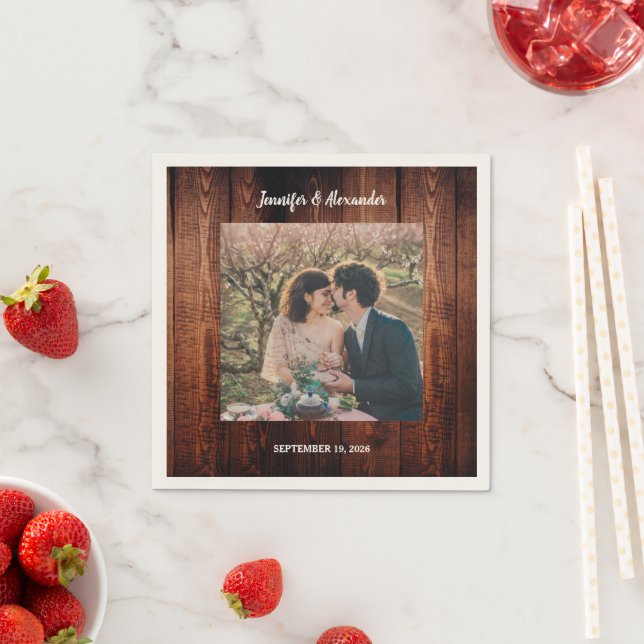 Guardanapo De Papel Casamento country em madeira rústica foto (Insitu)