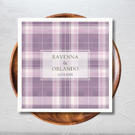 Guardanapo De Papel Casamento Country Xadrez Roxo Ameixa Vintage