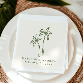 Guardanapo De Papel Casamento Creme Palmeiras Desenhadas à Mão Moderna