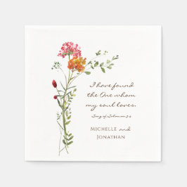 Guardanapo De Papel Casamento Cristão Floral de Flores Rosa-Rosa