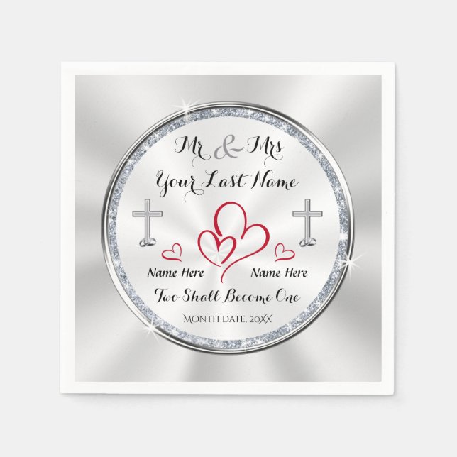 Guardanapo De Papel Casamento Cristão Napkins Dois Se Tornarão Um (Frente)