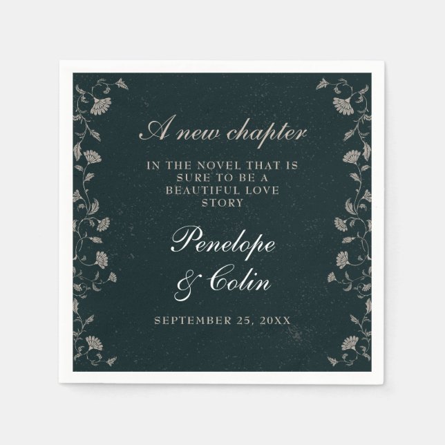 Guardanapo De Papel Casamento da Biblioteca Elegante Black and Tan Vin (Frente)