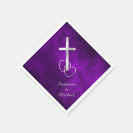 Guardanapo De Papel Casamento da Cruz Cristã de Prata Roxa