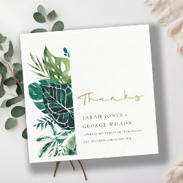 Guardanapo De Papel Casamento da Fauna de Folha Verde de Monstera Trop