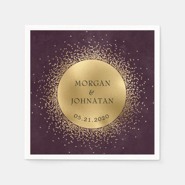 Guardanapo De Papel casamento da lua de ouro celeste (Frente)