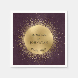 Guardanapo De Papel casamento da lua de ouro da meia-noite celeste