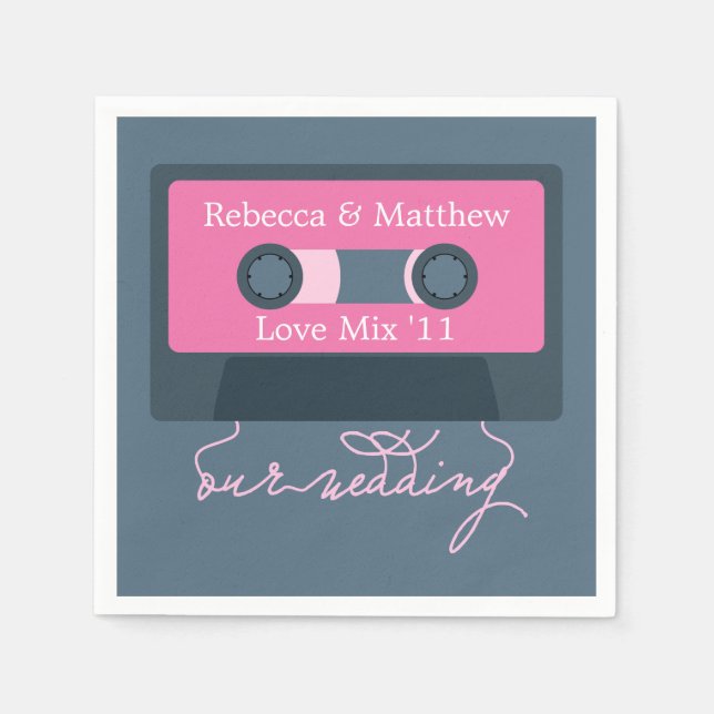 Guardanapo De Papel Casamento da Mixtape Retro (Frente)
