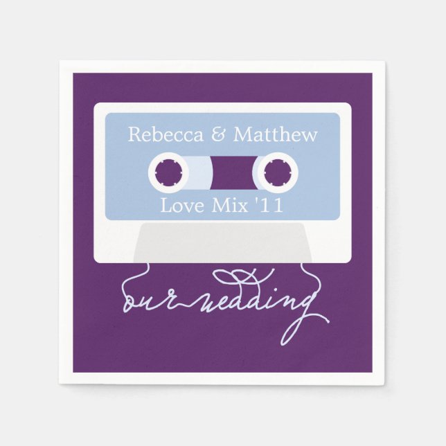 Guardanapo De Papel Casamento da Mixtape Retro (Frente)