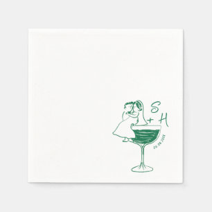 Guardanapo De Papel Casamento Da Noiva Desenhada À Mão E Do Coquetel