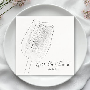 Guardanapo De Papel Casamento da primavera de Tulip Sketch