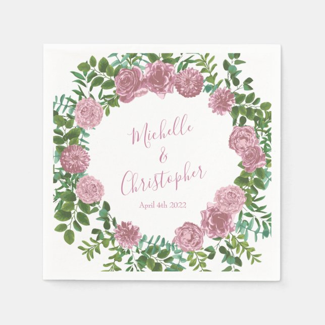Guardanapo De Papel Casamento da primavera do Jardim das Rosas Rosa (Frente)