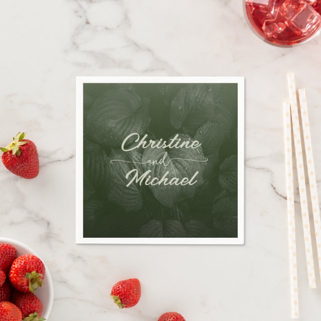 Guardanapo De Papel Casamento da primavera elegante de folha verde (Insitu)