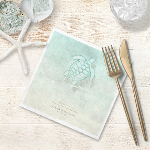 Guardanapo De Papel Casamento da Sea Foam Beach Obrigado V1 ID837