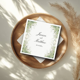 Guardanapo De Papel Casamento das Flores Verdes Dusty Sage