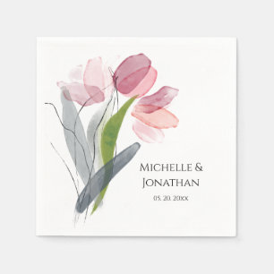 Guardanapo De Papel Casamento das Tulipas Rosa-Primavera modernas