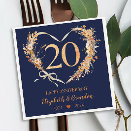 Guardanapo De Papel Casamento de 20 de Feliz Aniversário Azul Moderno 