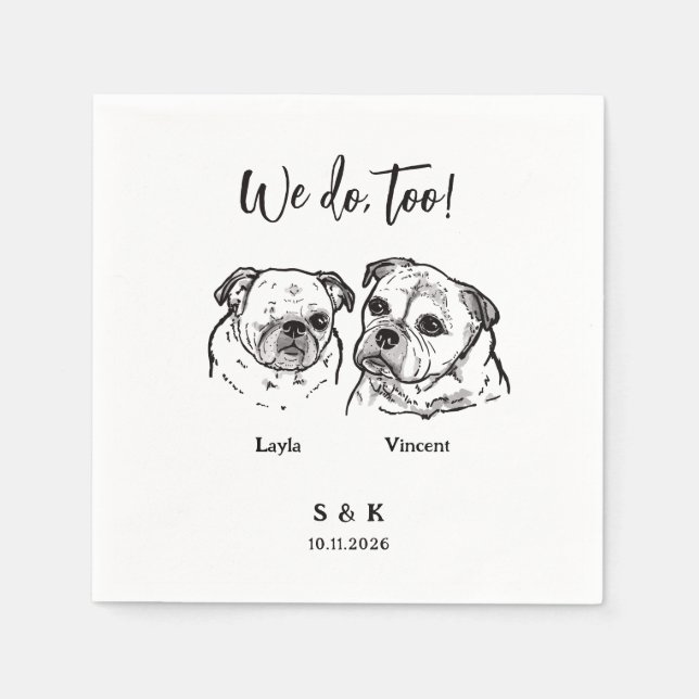 Guardanapo De Papel Casamento de 2 Cachorros  (Frente)