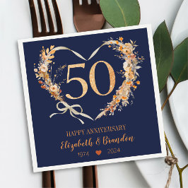 Guardanapo De Papel Casamento de 50 anos de casamento de Napkins Azul 