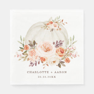 Guardanapo De Papel Casamento de Abóbora Branca de Flor Chic