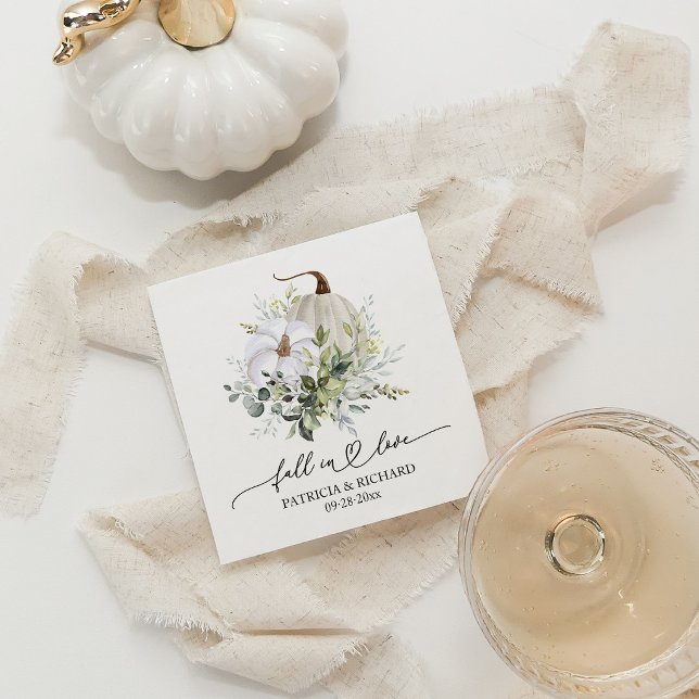Guardanapo De Papel Casamento de Abóbora Branca e Eucalipto Enamorados (Criador carregado)