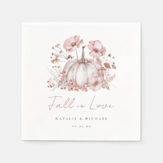 Guardanapo De Papel Casamento de Abóbora de Outono Rosa Elegante